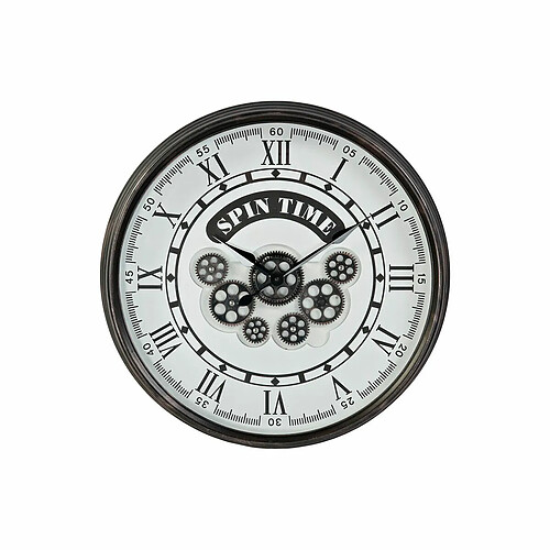 Horloge Murale DKD Home Decor Blanc Verre Fer Gris foncé (58.5 x 10.5 x 58.5 cm)