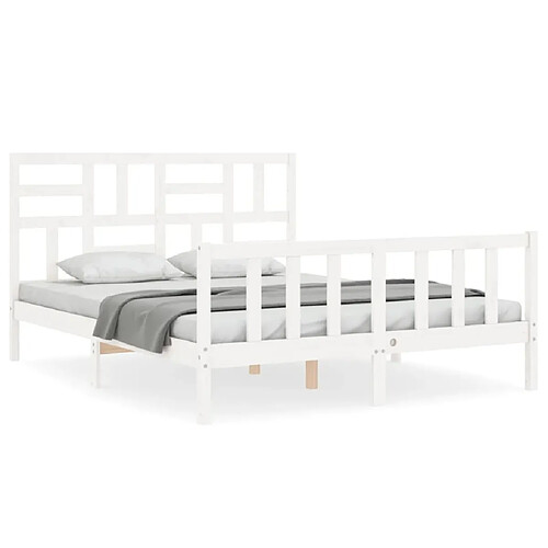 Maison Chic Cadre/structure de lit avec tête de lit pour adulte - Lit Moderne Chambre blanc King Size bois massif -MN86423