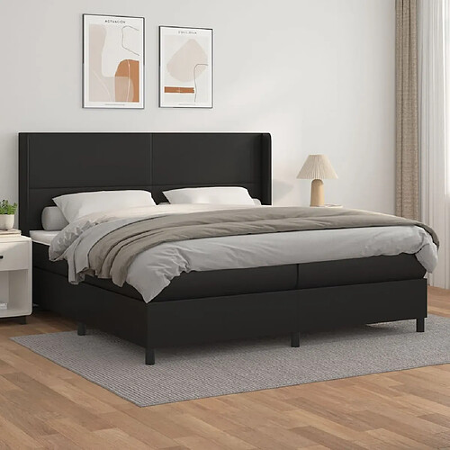 Maison Chic Lit Adulte - Lit simple Lit à sommier tapissier avec matelas moelleux - Meuble de Chambre - Noir 200x200 cm Similicuir -MN57235