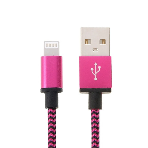 Wewoo Câble Magenta pour iPhone 6 & 6 Plus, 5 & 5S & 5C, iPad Air 2 & Air, mini 1/2/3, iPod touch 5 2m tissé style Lightning à USB données de synchronisation / de chargement,