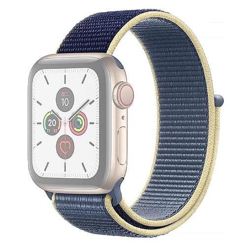 Wewoo Pour Apple Watch séries 5 et 4 40mm / 3 & 2 & 1 Bracelet en nylon de couleur assortie 38mm bleu + jaune