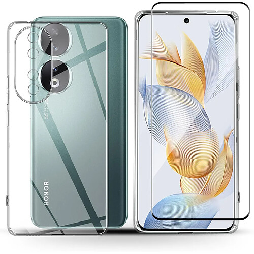 Xeptio Pack coque transparente en TPU et protection écran complet vitre full cover noir en verre trempé pour Honor 90 Smart 5G -