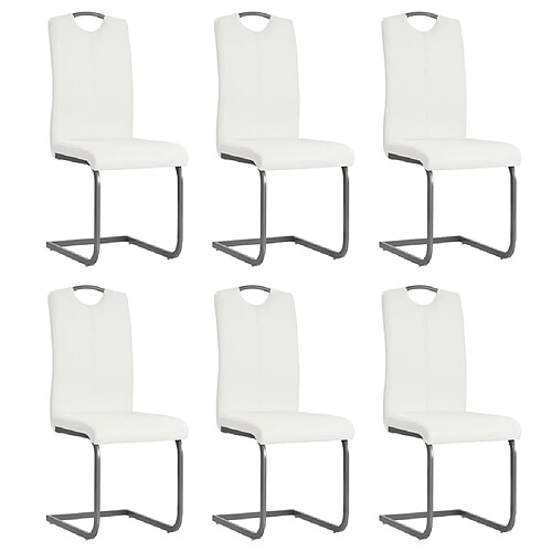 Decoshop26 Lot de 6 chaises de salle à manger cuisine cantilever design élégant synthétique blanc CDS022254