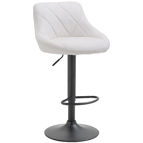 Decoshop26 Tabouret de bar en synthétique blanc pivotant avec repose-pieds métal noir coutures décoratives TDB10588