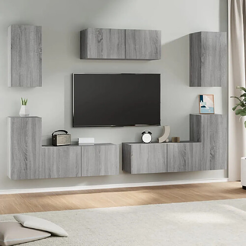 vidaXL Ensemble de meubles TV 7 pcs Sonoma gris Bois d'ingénierie