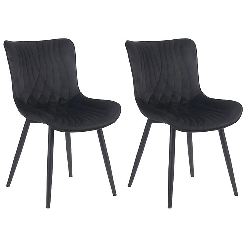 Decoshop26 Lot de 2 chaises de salle à manger coutures décoratives en PVC noir et pieds en métal noir 10_0001677