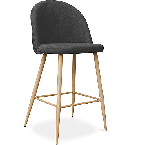 ICONIK INTERIOR Tabouret tapissé en tissu - design scandinave - 66cm - Evelyne Gris foncé