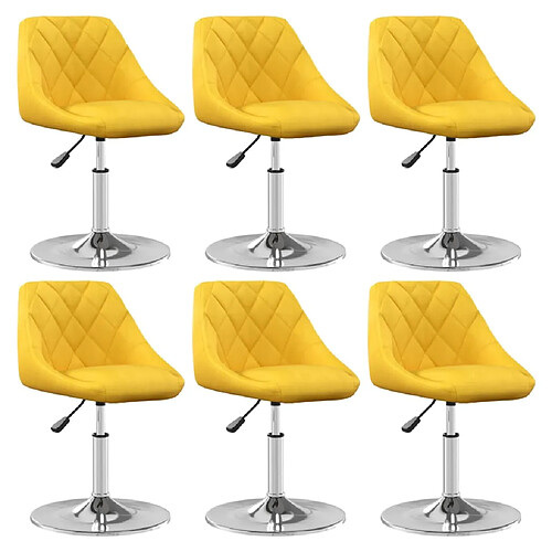 vidaXL Chaises à manger pivotantes lot de 6 jaune moutarde velours