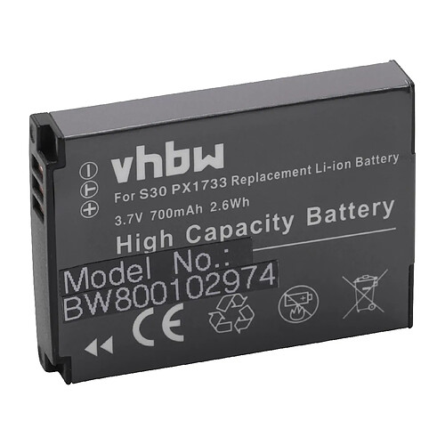 Vhbw batterie LI-ION pour TOSHIBA Camileo S30, Camileo S30 HD, X150, PA3893U-1CAM remplace PX1733, PC1733E-1BRS