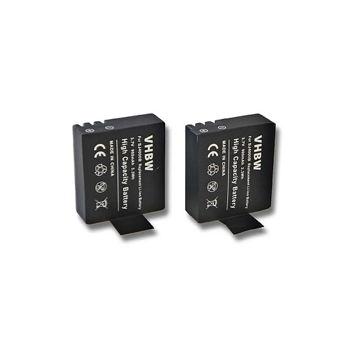 2 x batteries vhbw Li-Ion Set 900mAh (3.7V) pour caméra vidéo, caméra de sport, caméscope Qumox Sport Camera SJ5000, SJ6000 comme SJ4000.