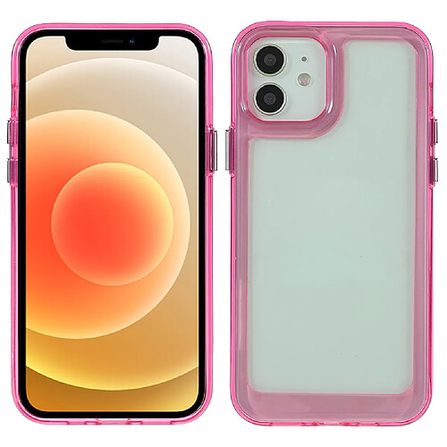 Coque en TPU + acrylique anti-chute, transparent, hybride rose pour votre Apple iPhone 12/12 Pro 6.1 pouces