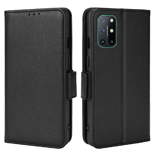 Etui en PU texture litchi, fermoir magnétique, anti-chocs avec support, noir pour votre OnePlus 8T