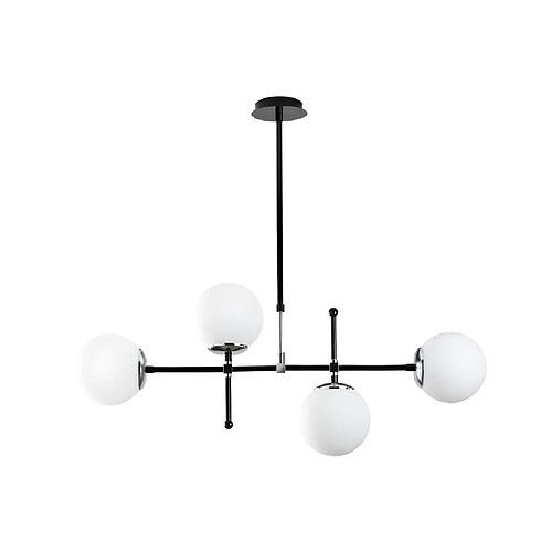 Vente-Unique Lustre en métal à hauteur réglable - 4 globes - L. 108 x H. 67/82 cm - Noir et blanc - LEGEND