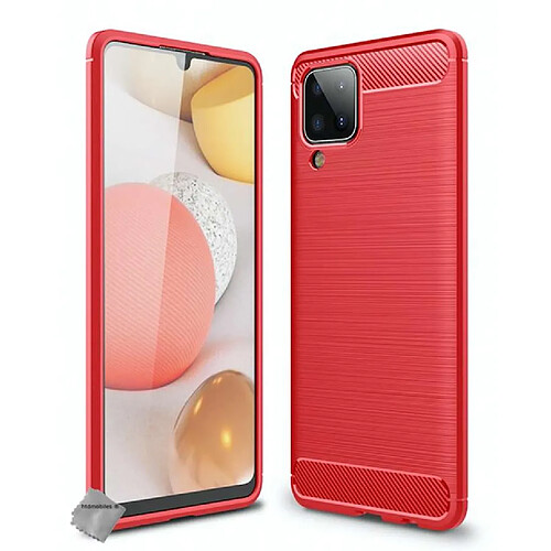 Htdmobiles Coque silicone gel carbone pour Samsung Galaxy A12 / M12 + verre trempe - ROUGE