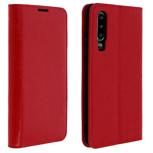 Avizar Étui Huawei P30 Housse Folio Cuir Support Vidéo rouge