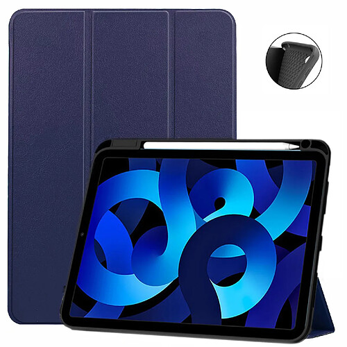 Xeptio Etui Apple iPad 10,9 pouces 2022 Smartcover bleu avec porte stylet - Housse bleue coque de protection iPad 10eme generation - Accessoires pochette