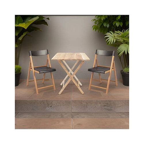 Tramontina Ensemble table et chaises de jardin pliante en teck FSC graphite