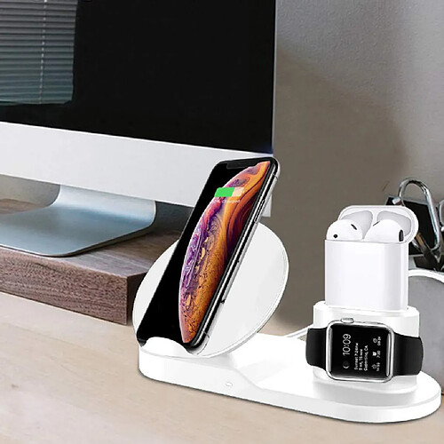 Station D'accueil De Charge Rapide Sans Fil 3 En 1 10 W Pour IPhone / Apple Watch Blanc