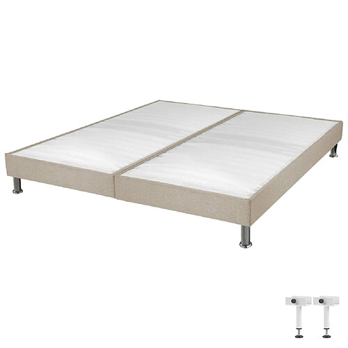 Ebac Sommier tapissier+pieds Omega Sahara 2x80x200 Lattes bois - H.15 cm - Made in France