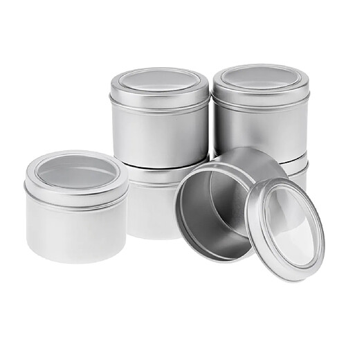 6pcs Pots en Aluminium Conteneurs Cosmétiques Vide Pots de Voyage Rondes pour Maquillage, Crème, Baume à lèvres