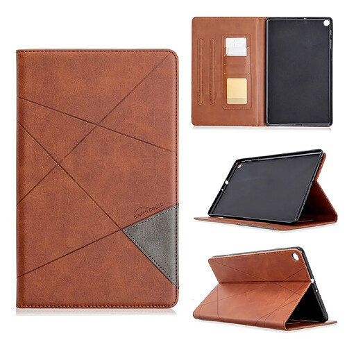 Etui en PU motif géométrique avec porte-cartes café pour votre Samsung Galaxy Tab A 10.1 (2019) T510