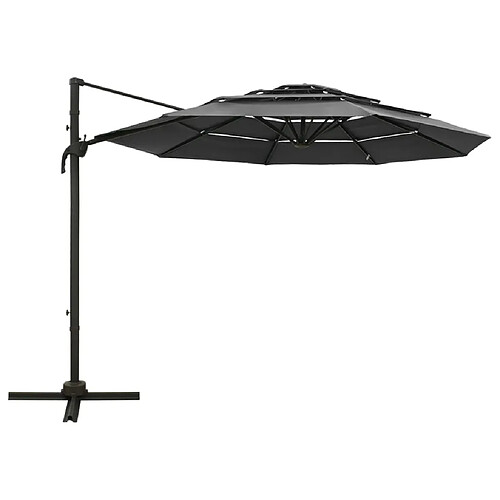 Maison Chic Parasol Jardin | Parasol à 4 niveaux avec mat en aluminium Anthracite 3x3 m - GKD81531