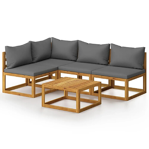 Maison Chic Salon de jardin 5 pcs - Table et chaises d'extérieur - Mobilier/Meubles de jardin Moderne avec coussin Bois d'acacia solide -MN16004