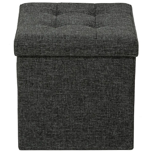 Helloshop26 Pouf coffre de rangement pliable tissu gris foncé 1208016