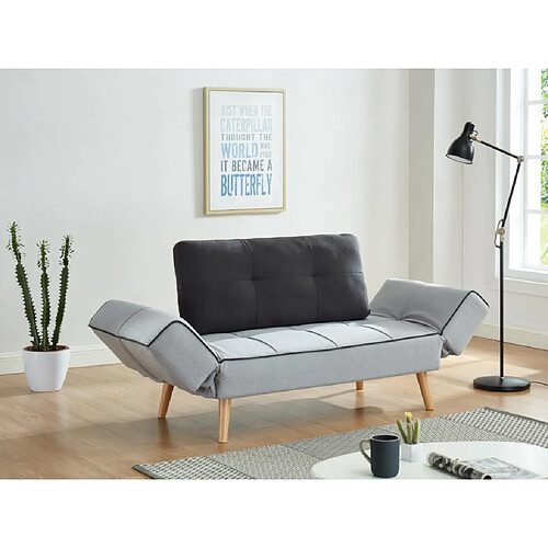 Vente-Unique Canapé convertible clic-clac en tissu EBATY II - Gris clair et anthracite