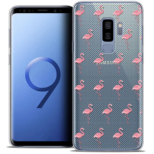 Caseink Coque Housse Etui Samsung Galaxy S9+ (6.2 ) [Crystal Gel HD Collection Pattern Design Les flamants Roses Dots - Souple - Ultra Fin - Imprimé en France]