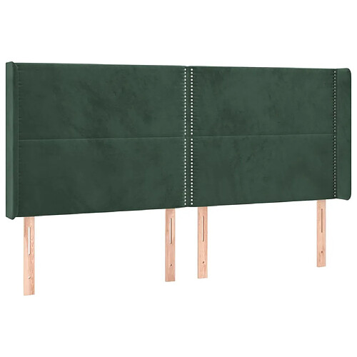 Maison Chic Tête de lit moderne avec oreilles pour chambre - Décoration de lit Vert foncé 163x16x118/128 cm Velours -MN10309