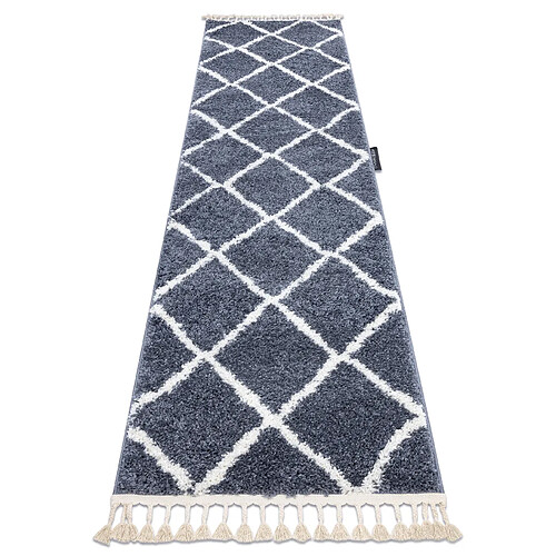 RUGSX Le tapis, le tapis de couloir BERBERE CROSS gris - pour la cuisine, l'antichambre, le couloir 80x200 cm