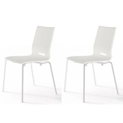 POINTHOUSE Lot 2 chaises Lot de deux chaises ELENA blanches