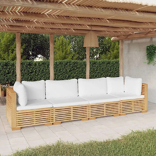 vidaXL Salon de jardin 4 pcs avec coussins Bois de teck solide