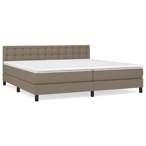 Maison Chic Lit adulte- Lit + matelas,Sommier à lattes de lit avec matelas Taupe 200x200 cm Tissu -GKD16629