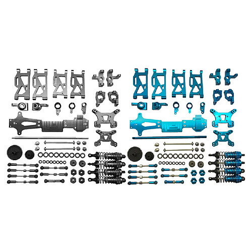 2 Set WLtoys 144001 Kit Métallique De Mise à Niveau De Voiture RC Bras Arbre D'entraînement Bleu + Gris