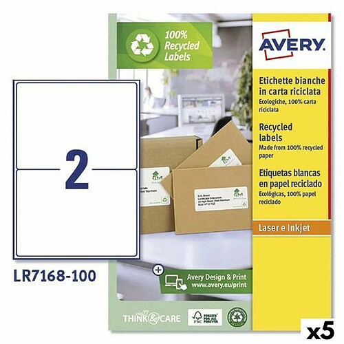 Etiquettes pour Imprimante Avery LR7168 199,6 x 143,5 mm Blanc 100 Volets (5 Unités)