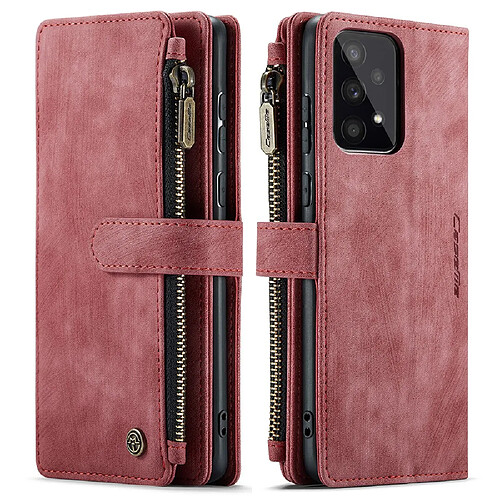 Etui en PU CASEME avec support et pochette zippée rouge pour votre Samsung Galaxy A33 5G