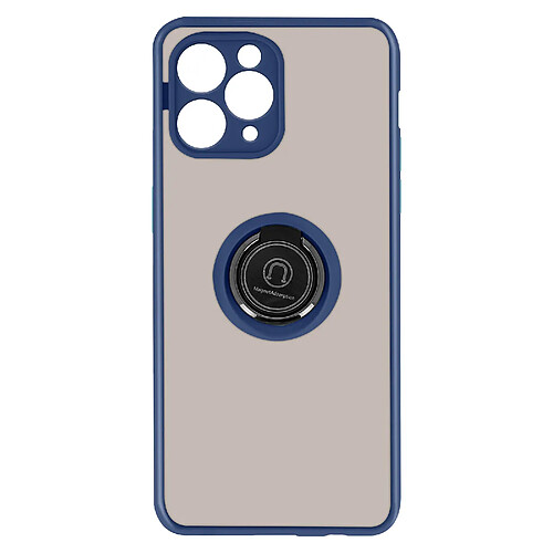 Avizar Coque IPhone 11 Pro Max Bi-matière Bague Métallique Support bleu nuit