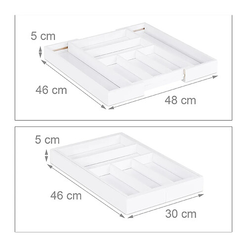 Helloshop26 Range couverts organiseur extensible bambou blanc 13_0002373