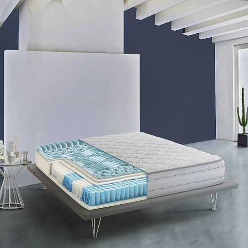 Autrement Matelas simple Talamo Italia Royal, fabriqué en Italie, matelas en mousse à mémoire de forme et ressorts ensachés, anti-acarien et hypoallergénique, cm 80x190 h26