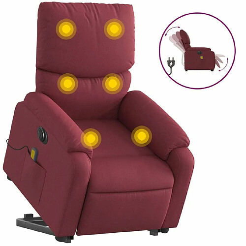 Maison Chic Fauteuil Relax pour salon, Fauteuil inclinable de massage électrique Rouge bordeaux Tissu -GKD71567