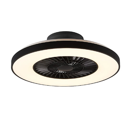 Lumière Ventilateur de plafond moderne Halmstad noir mat 3000-6500K télécommande