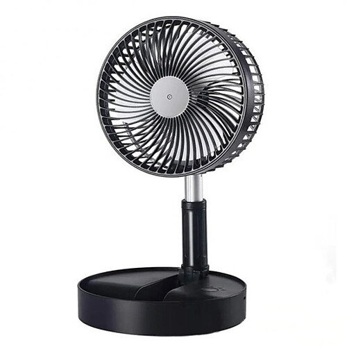 (Noir) Ventilateur Portatif Rechargeable Mini Plancher Télescopique Pliant à Faible Bruit