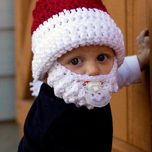 Totalcadeau Bonnet rouge et blanc avec barbe de père Noël pour enfant