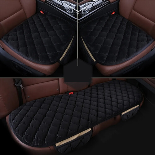 Wewoo 3 PCS / Set Luxueux noir Coussin de Siège de Voiture Chaud Universel Avant Arrière Housses de de Anti-dérapant Chaise Pad Chaude Car Mats No Retour Peluche