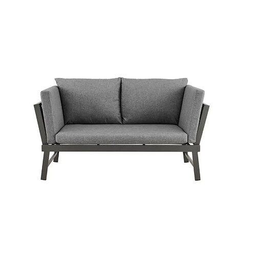 Vente-Unique Banquette multifonctions en alumium avec coussins - 2 personnes - Gris fonce