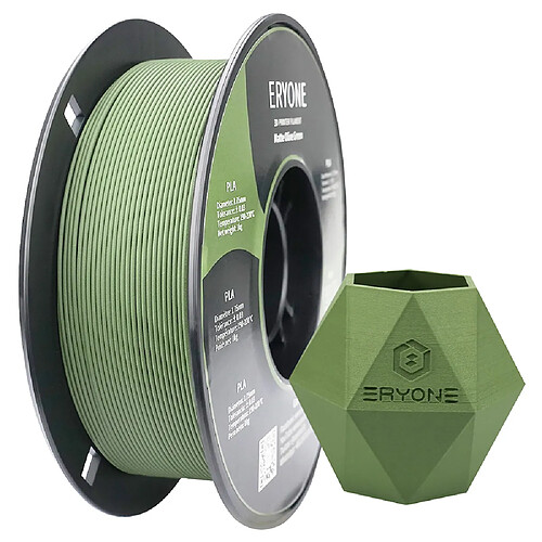 None Filament PLA mat ERYONE pour imprimante 3D 1,75 mm Tolérance 0,03 mm 1 kg (2,2 lb)/bobine - Vert olive