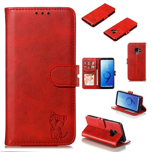 Wewoo Coque Fashion Etui de protection en cuir pour Galaxy S9 rouge