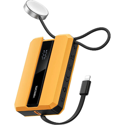 SANAG Pd 30W Batterie Externe Charge Rapide 10000Mah, Compacte Power Bank Avec Câble Intégrée Pour Iphone & Mini Chargeur Portable De Montre, Universel Compatible Avec Iphone/Iwatch/Macbook, Jaune